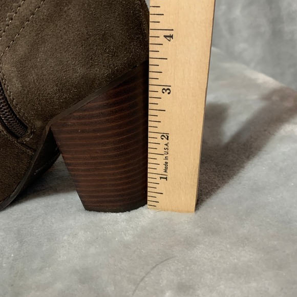 Sbicca Women's Ankle Boots Size 6 Olive Brown Suede Fringe Block Heel - Picture 11 of 15